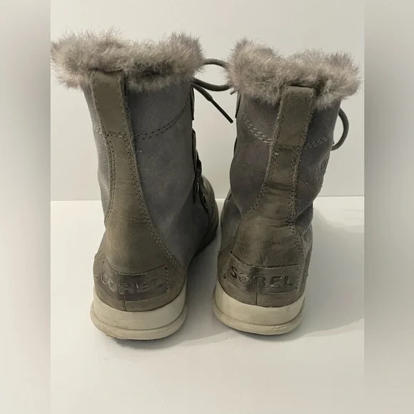 Sorel Explorer Joan Winter Boots Women’s Size 8 Gray Suede Fur Waterproof EUC - Picture 7 of 13